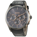 Hugo Boss Onyx Grey Dial Black Leather Strap Watch for Men - 1513366