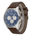 Hugo Boss Pioneer Chronograph Blue Dial Brown Leather Strap Watch For Men - 1513709