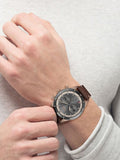Hugo Boss Santiago Chronograph Grey Dial Brown Leather Strap Watch for Men - 1513861