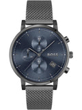 Hugo Boss Skymaster Chronograph Grey Dial Grey Mesh Bracelet Watch for Men  - 1513934