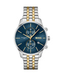 Hugo Boss Associate Blue Dial Two Tone Steel Strap Watch for Men - 1513976
