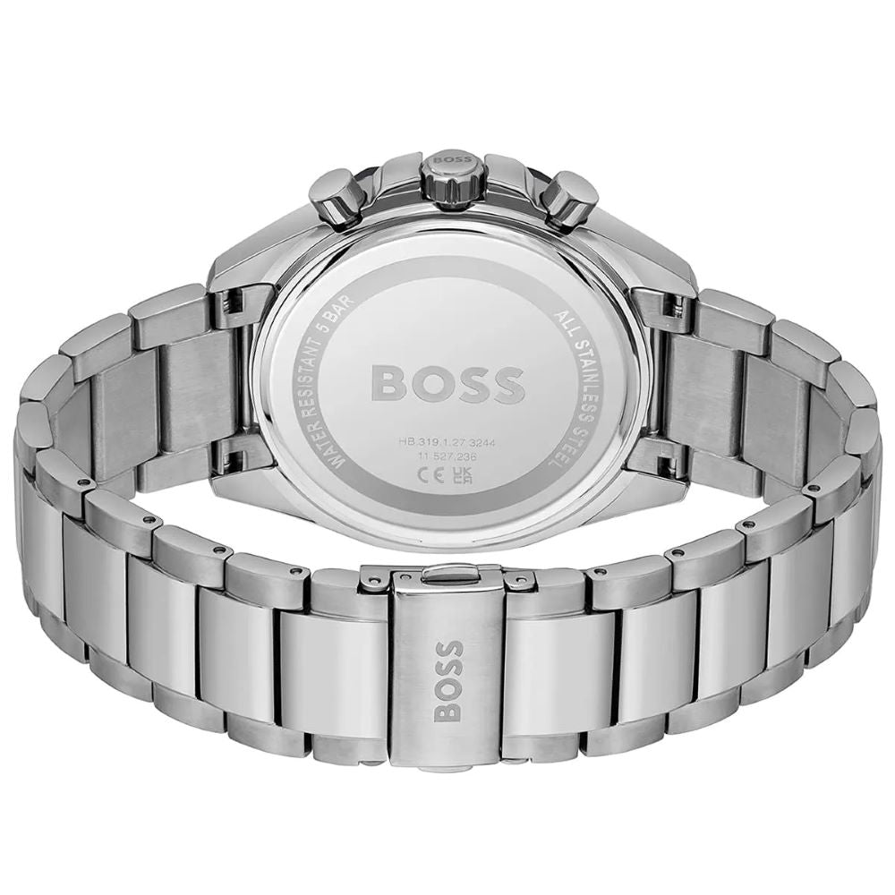 Hugo Boss Cloud Chronograph Blue Dial Silver Steel Strap Watch For Men - 1514015