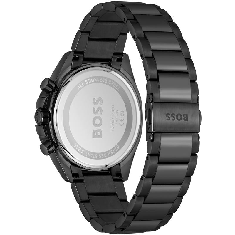 Hugo Boss Cloud Chronograph Black Dial Black Steel Strap Watch For Men - 1514016