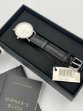 Daniel Wellington Classy Sheffield White Dial Black Leather Strap Watch For Women - DW00100068