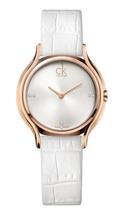 Calvin Klein Skirt White Dial White Leather Strap Watch for Women - K2U236KW