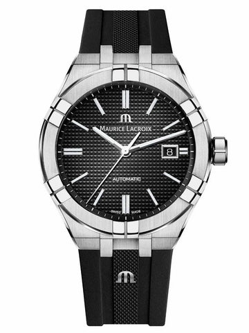 Maurice Lacroix Aikon Automatic Chronograph Black Dial Black Leather Strap Watch for Men - AI1808-SS000-330-2