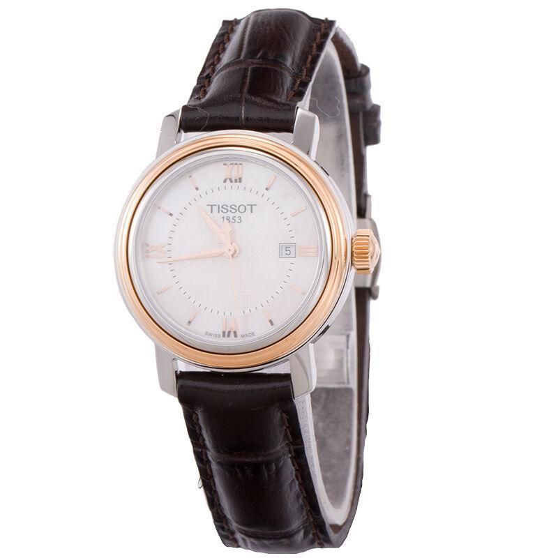 Tissot Bridgeport Lady White Dial Brown Leather Strap Watch For Women - T097.010.26.118.00