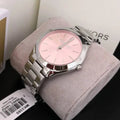 Michael Kors Slim Runway Quartz Pink Dial Silver Steel Strap Watch For Women - MK3380