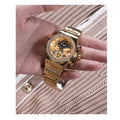 Guess Fusion Chronograph Gold Dial Gold Steel Strap Watch for Women - GW0552L2
