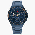 Tommy Hilfiger Justin Chronograph Blue Dial Blue Steel Strap Watch For Men - 1792058