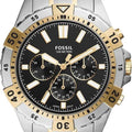 Fossil Garrett Analog Black Dial Two Tone Steel Strap Watch for Men - FS5771