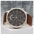 Tommy Hilfiger Kane Grey Dial Brown Leather Strap Watch for Men - 1710398
