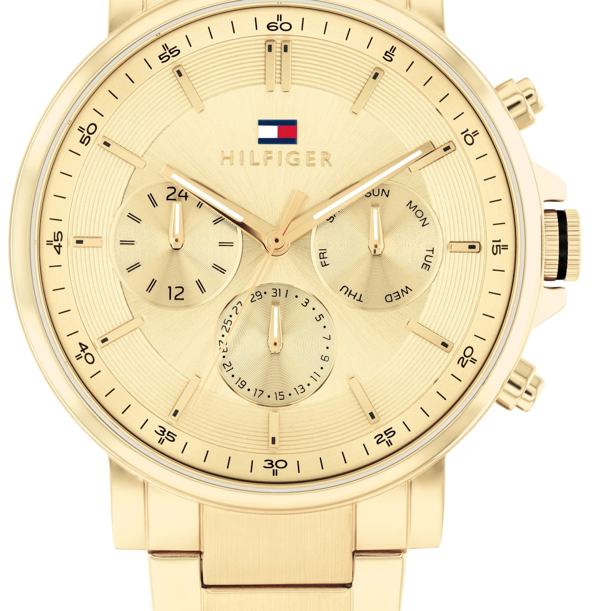 Tommy Hilfiger Tyson Chronograph Gold Dial Gold Steel Strap Watch For Men - 1710611