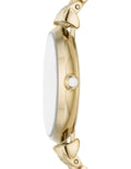 Emporio Armani Gianni T Bar Analog Crystals Gold Dial Gold Steel Strap Watch For Women - AR11608