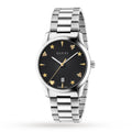 Gucci G Timeless Black Dial Silver Steel Strap Watch For Women - YA1264029A