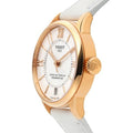 Tissot Chemin Des Tourelles Powermatic 80 Lady Silver Dial White Leather Strap Watch For Women - T099.207.36.118.00