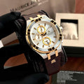 Maurice Lacroix Aikon Chronograph White Dial Brown Leather Strap Watch For Men - AI1018-PVY11-132-1