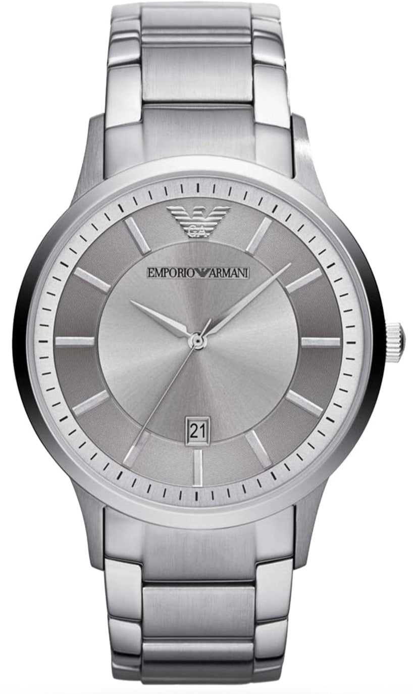 Emporio Armani Renato Quartz Silver Dial Silver Steel Strap Watch For Men - AR11189