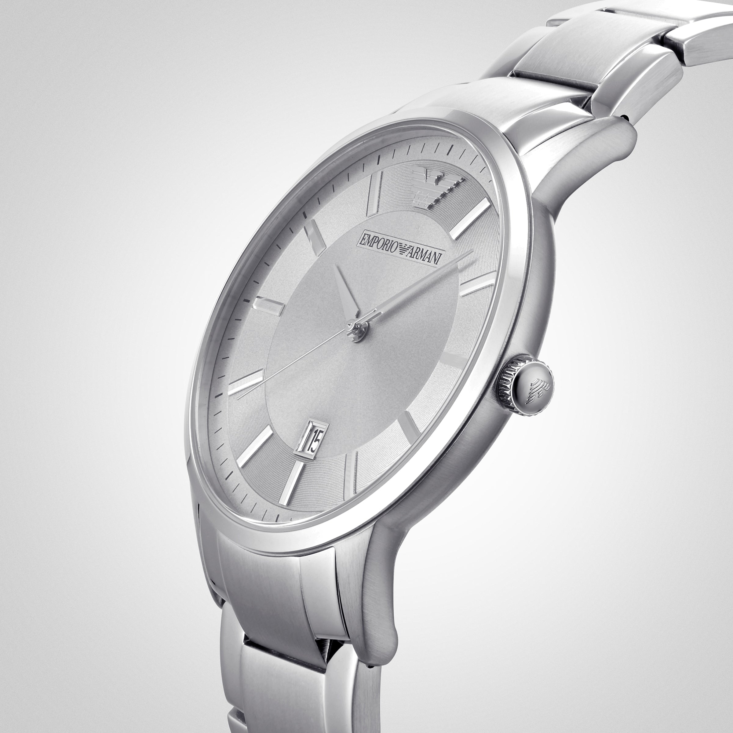 Emporio Armani Renato Quartz Silver Dial Silver Steel Strap Watch For Men - AR11189