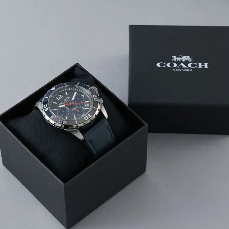 Coach Kent Grey Dial Blue Leather Strap Watch for Men - 14602558