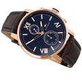 Tommy Hilfiger Aiden Quartz Blue Dial Brown Leather Strap Watch for Men - 1791308
