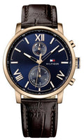 Tommy Hilfiger Aiden Quartz Blue Dial Brown Leather Strap Watch for Men - 1791308