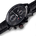 Tommy Hilfiger Aden Chronograph Black Dial Black Leather Strap Watch for Men - 1791310