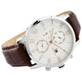 Tommy Hilfiger Kane Chronograph White Dial Brown Leather Strap Watch for Men - 1791400