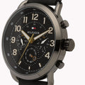 Tommy Hilfiger Briggs Black Dial Black Leather Strap Watch for Men - 1791426