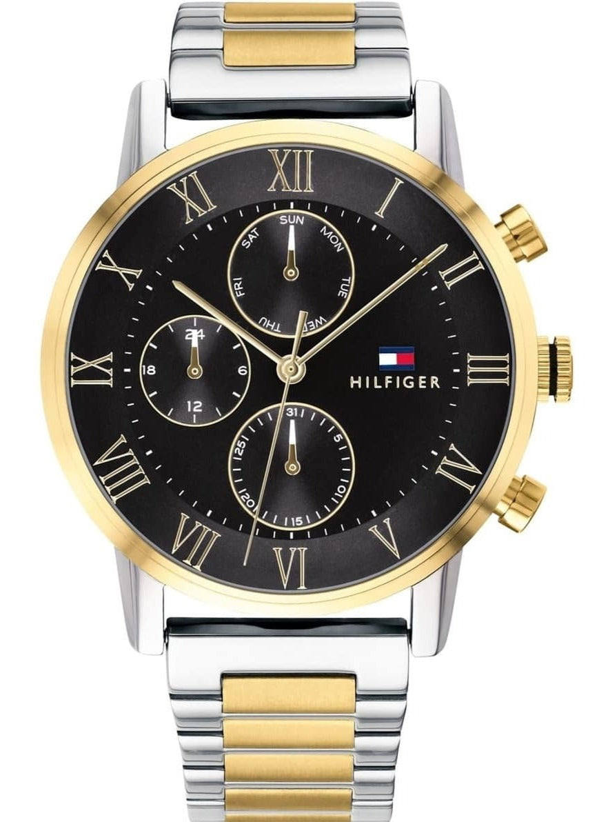 Tommy Hilfiger Analog Black Dial Two Tone Steel Strap Watch for Men - 1791539