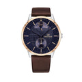 Tommy Hilfiger Hunter Blue Dial Brown Leather Strap Watch for Men - 1791605