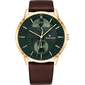 Tommy Hilfiger Hunter Green Dial Brown Leather Strap Watch for Men - 1791607