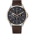 Tommy Hilfiger Shawn Multifunction Grey Dial Brown Leather Strap Watch for Men - 1791615