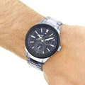 Tommy Hilfiger Austin Blue Dial Silver Steel Strap Watch for Men - 1791640