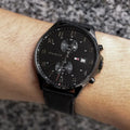 Tommy Hilfiger West Chronograph Black Dial Black Leather Strap Watch For Men - 1791711