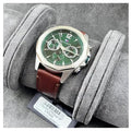 Tommy Hilfiger Lars Chronograph Green Dial Brown Leather Strap Watch For Men - 1792064