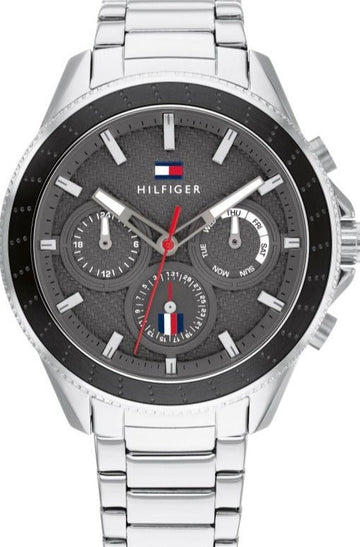 Tommy Hilfiger Aiden Chronograph Grey Dial Silver Steel Strap Watch For Men - 1791857