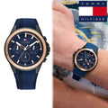Tommy Hilfiger Aiden Chronograph Blue Dial Blue Silicone Strap Watch For Men - 1791860