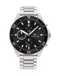 Tommy Hilfiger Larson Multifunction Black Dial Silver Steel Strap Watch For Men - 1791916