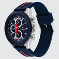 Tommy Hilfiger Clark Chronograph Blue Dial Black Leather Strap Watch For Men - 1792083