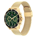 Tommy Hilfiger Jordan Chronograph Green Dial Gold Mesh Strap Watch For Men - 1792093