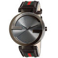 Gucci Interlocking G XL Black Dial Red & Green Leather Strap Watch For Men - YA133206