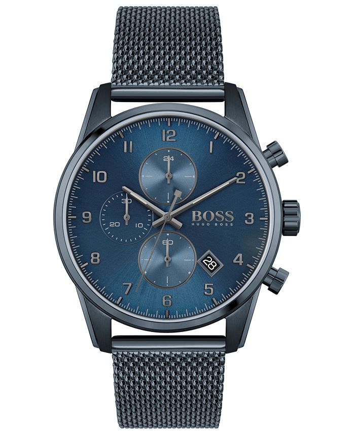Hugo Boss Skymaster Chronograph Blue Dial Blue Mesh Bracelet Watch for Men - 1513836