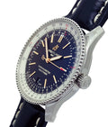 Breitling Navitimer Automatic 38mm Blue Dial Blue Leather Strap Mens Watch - A17325211C1P1