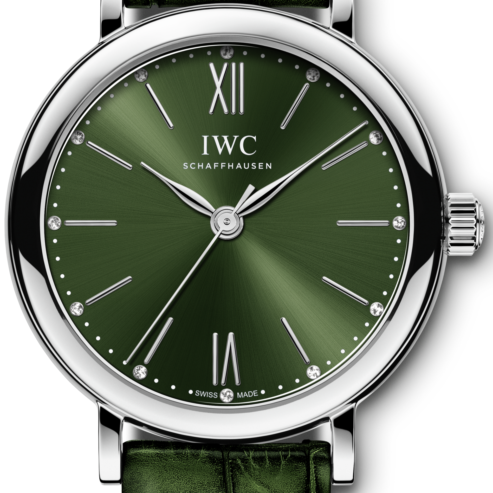 IWC Portofino Automatic Green Dial Green Leather Strap Watch for Women - IW357405