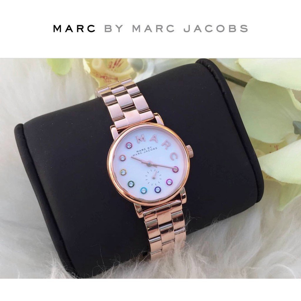 Marc Jacobs Baker Dexter White Dial Rose Gold Steel Strap Watch for Women - MBM3443