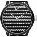 Marc Jacobs Lidia Stripe Glitz Black Dial Black Leather Strap Watch for Women - MBM1166