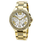 Michael Kors Camille Silver Diamonds Dial Gold Steel Strap Watch for Women - MK5756