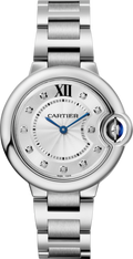 Cartier Ballon Bleu De Cartier Diamonds Silver Dial Silver Steel Strap Watch for Women - W4BB0022