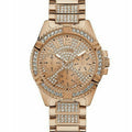 Guess Frontier Chronograph Crystals Rose Gold Dial Rose Gold Steel Strap Watch for Men - W0799G3